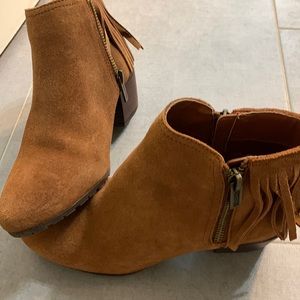Brown suede short boots leather upper